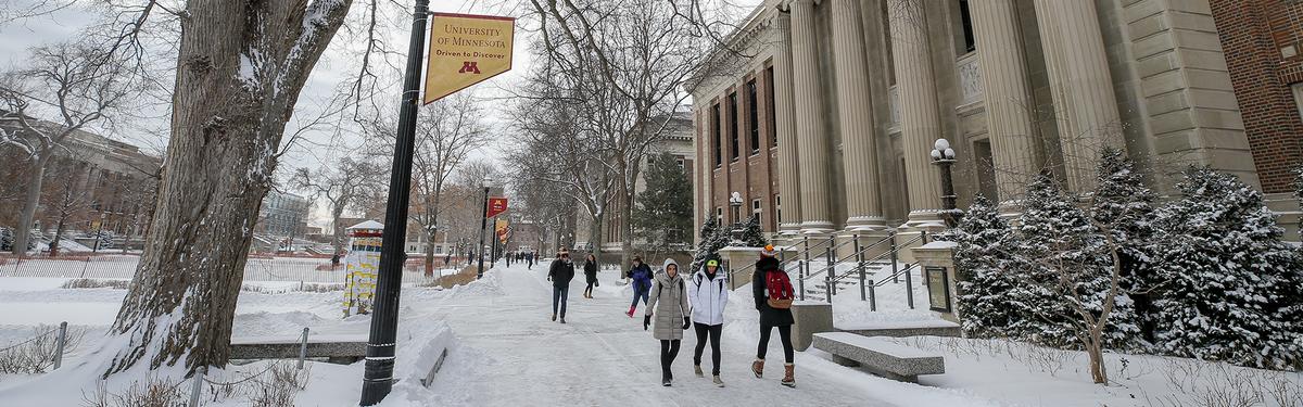 campus scene in the winter